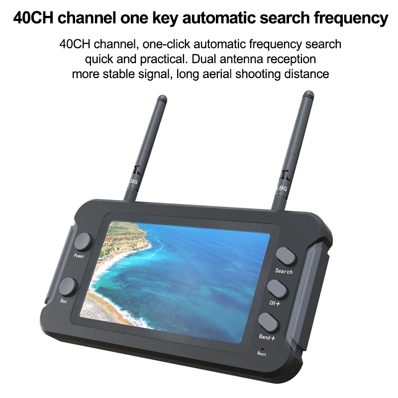 Écran FPV 5.8GHz 4.3 pouces DVR 40CH avec batterie intégrée