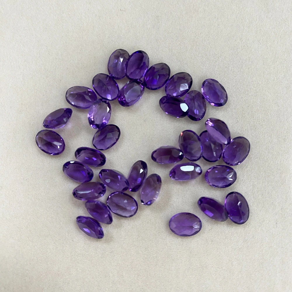 7X5mm 100% Natural Amethyst Loose Stone Oval Cut 0.75ct Purple Gemstone for Ring Earring Necklace DIY Jewelry Making Accessory loose gemstones