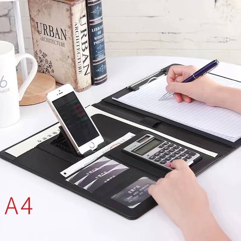 A4 Multifunctional Folder Writing Board Business Folder Stationery Office Supplies Calculator Folding Mobile Phone Bracket