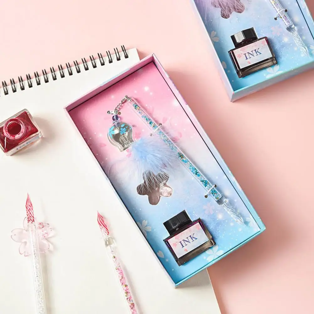 

1 комплект, ручка-подвеска для ветра, моющаяся креативная ручка-окунь из хрустального стекла, школьные принадлежности, плюма-ручка, ガスペン ン 리리유