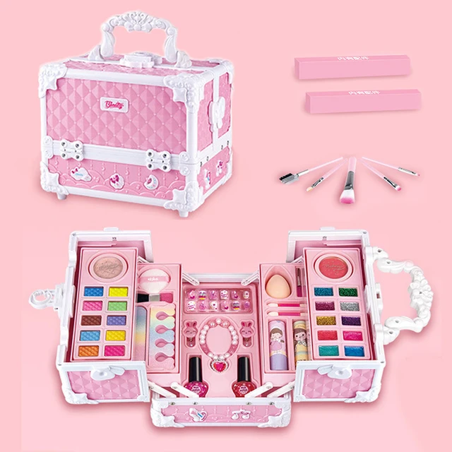 Children Makeup Kit for Girls Lipstick Makeup Cosmetics Pretend Play Pink Unicorn Princess Washable Safe Makeup Kid Toy Gift 3