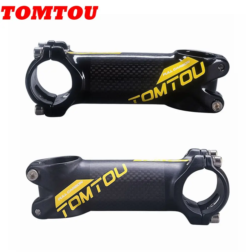 

TOMTOU Bicycle Stem Carbon Fiber + Aluminum Cycling Stems Road or MTB Bike Parts Length 60/70/80/90/100/110/120mm Yellow