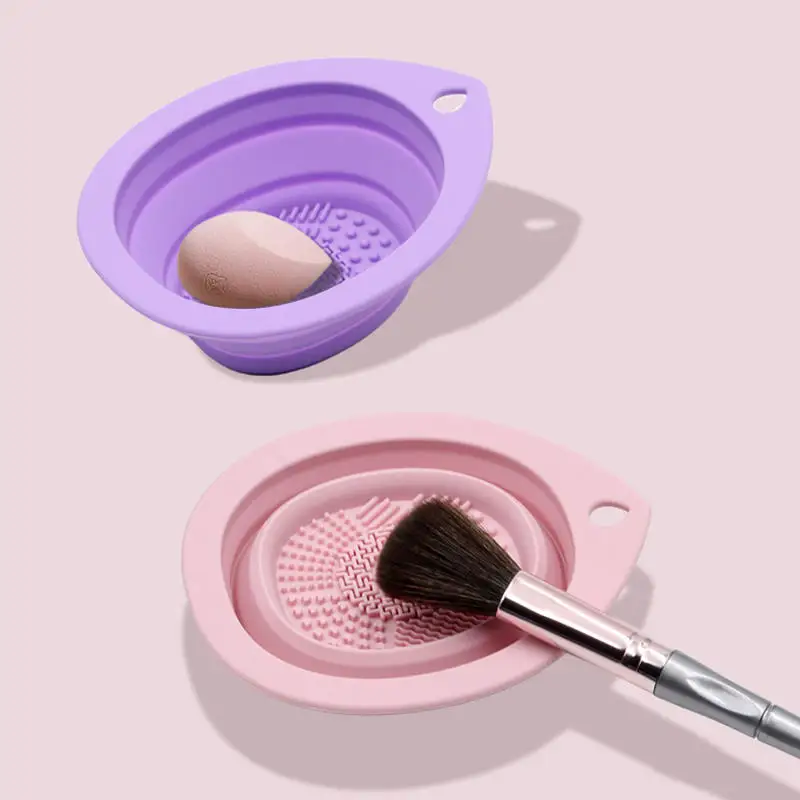 Description Picture 4 of itemSilicone Makeup Brush Cleaner Folding Powder Puff Cleaning Bowl Eyeshadow Brushes Washing Soft Mat Beauty Tools Scrubber Box