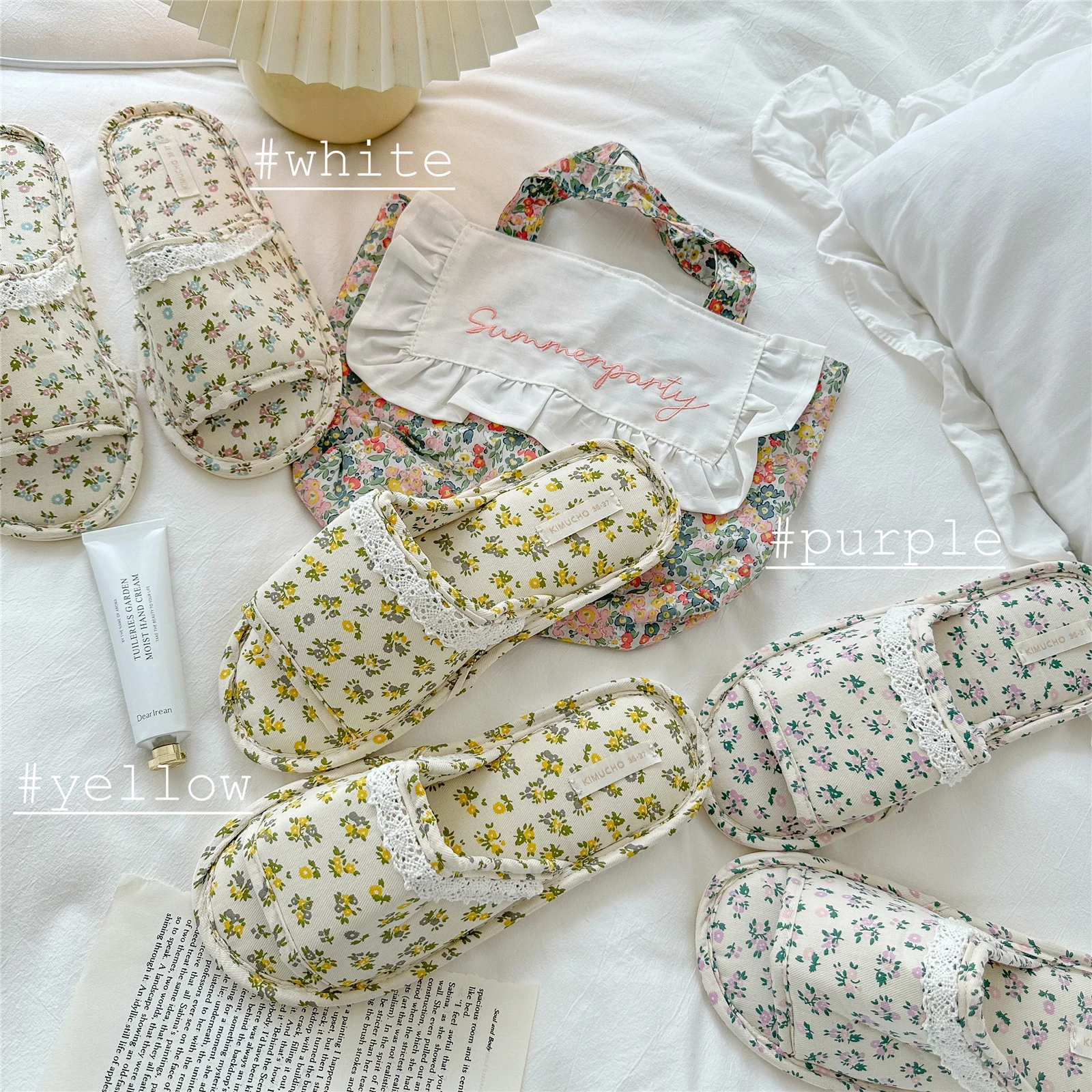 

Новые поступления Весна-Лето корейские Ретро кружевные цветочные слиперы рыбий рот Нескользящая домашняя обувь для дома