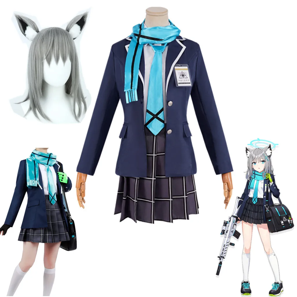 

Game Blue Archive Sunaookami Shiroko Kuromi Serika Takanashi Hoshino Cosplay Costume School Uniforms Halloween Carnival Outfits