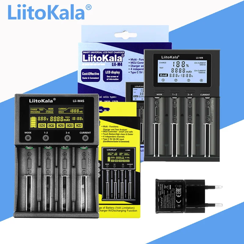 LiitoKala 3.7V 18650 18350 26650 14500 16340 NiMH lithium battery smart charger Battery Charger