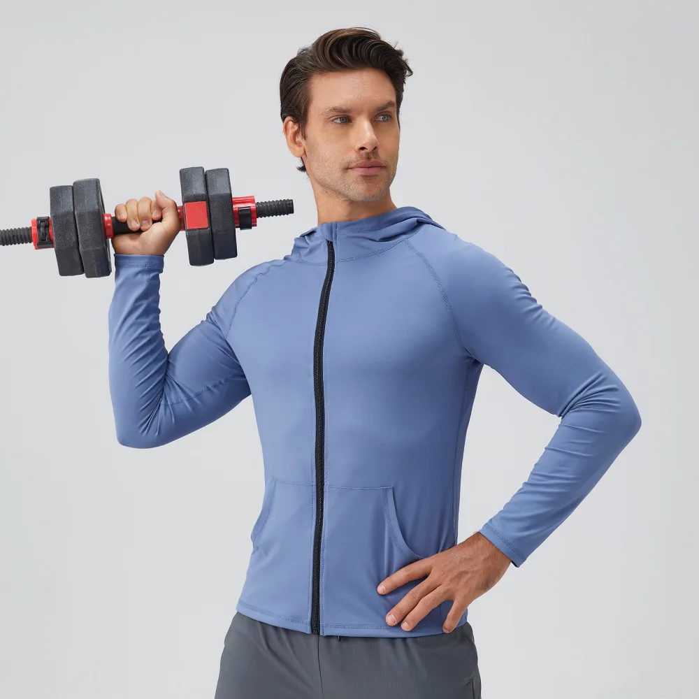 Men's clothing sports with zipper stand up collar fitness suit long sleeved quick drying running fitness training Men's jacket