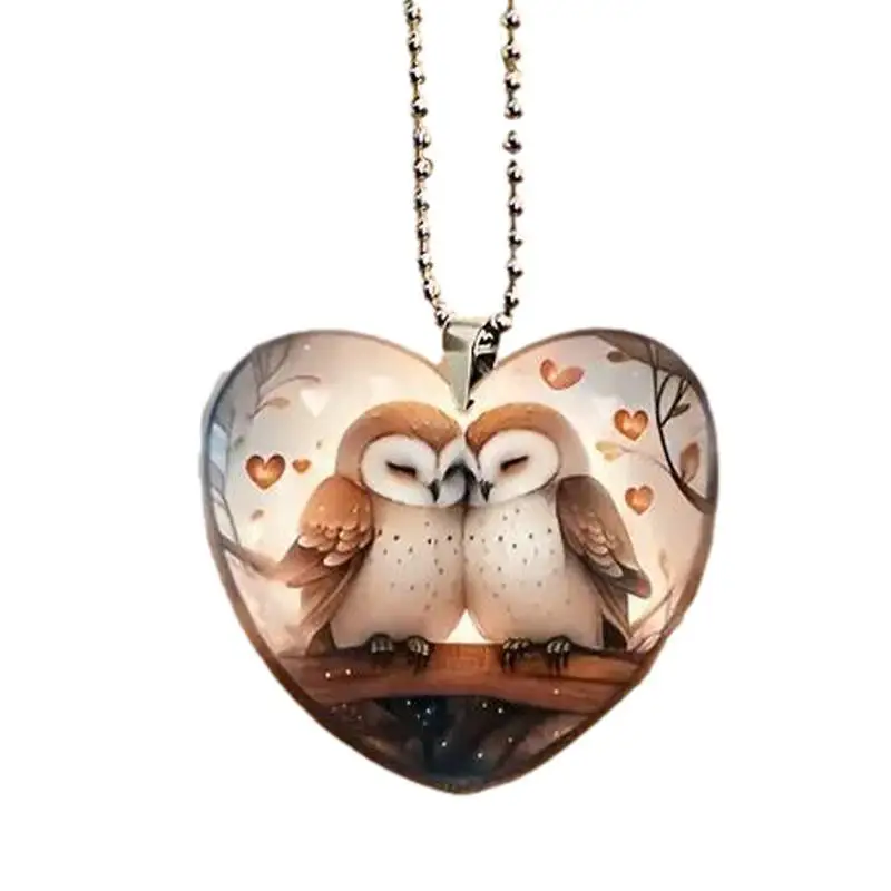 

Автомобильный кулон для зеркала заднего вида, 2D акриловая сова, Автомобильное зеркало заднего вида, очаровательные украшения интерьера автомобиля, подарок на День святого Валентина для