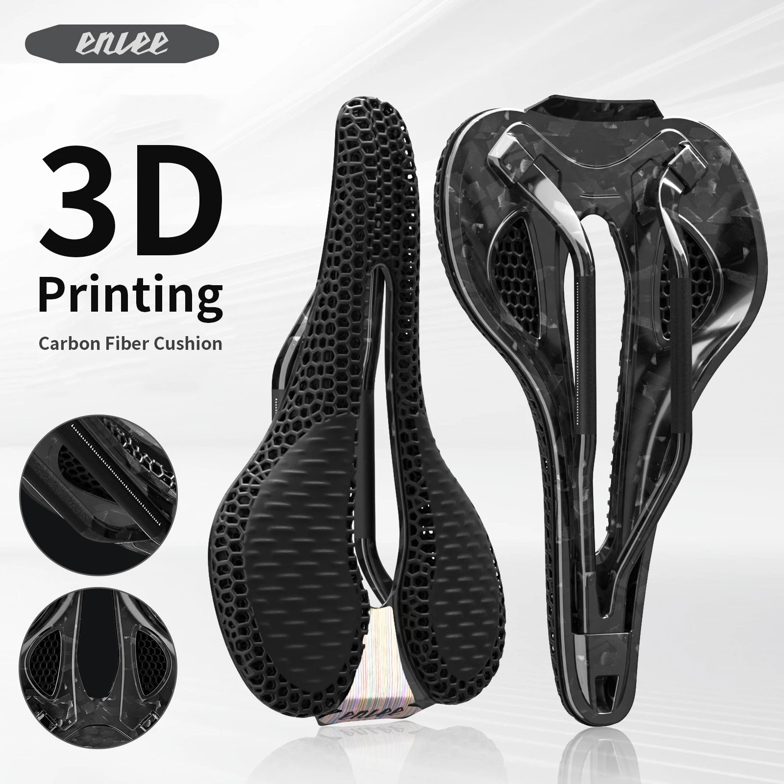

Велосипедное седло ENLEE с 3D принтом, ультралегкое седло из углеродного волокна для дорожного и горного велосипеда, ажурное удобное седло для горного велосипеда, 166 г