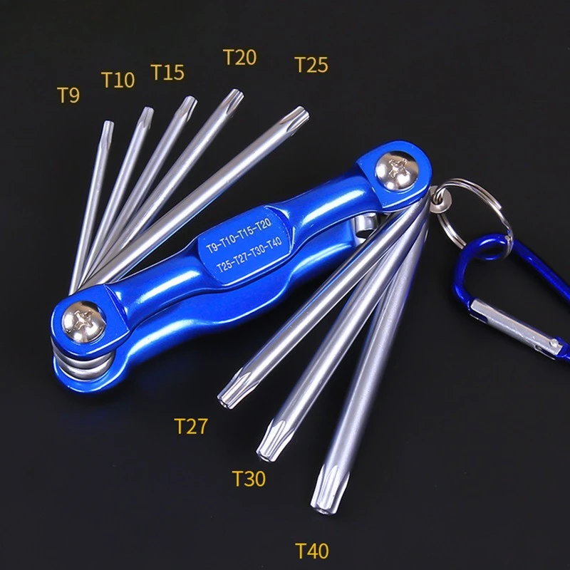 Clé hexagonale pliable acier chrome-vanadium 6 en 1