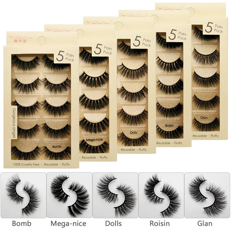 Mink False Eyelashes Winged Thick Volume Dramatic Fake Lashes