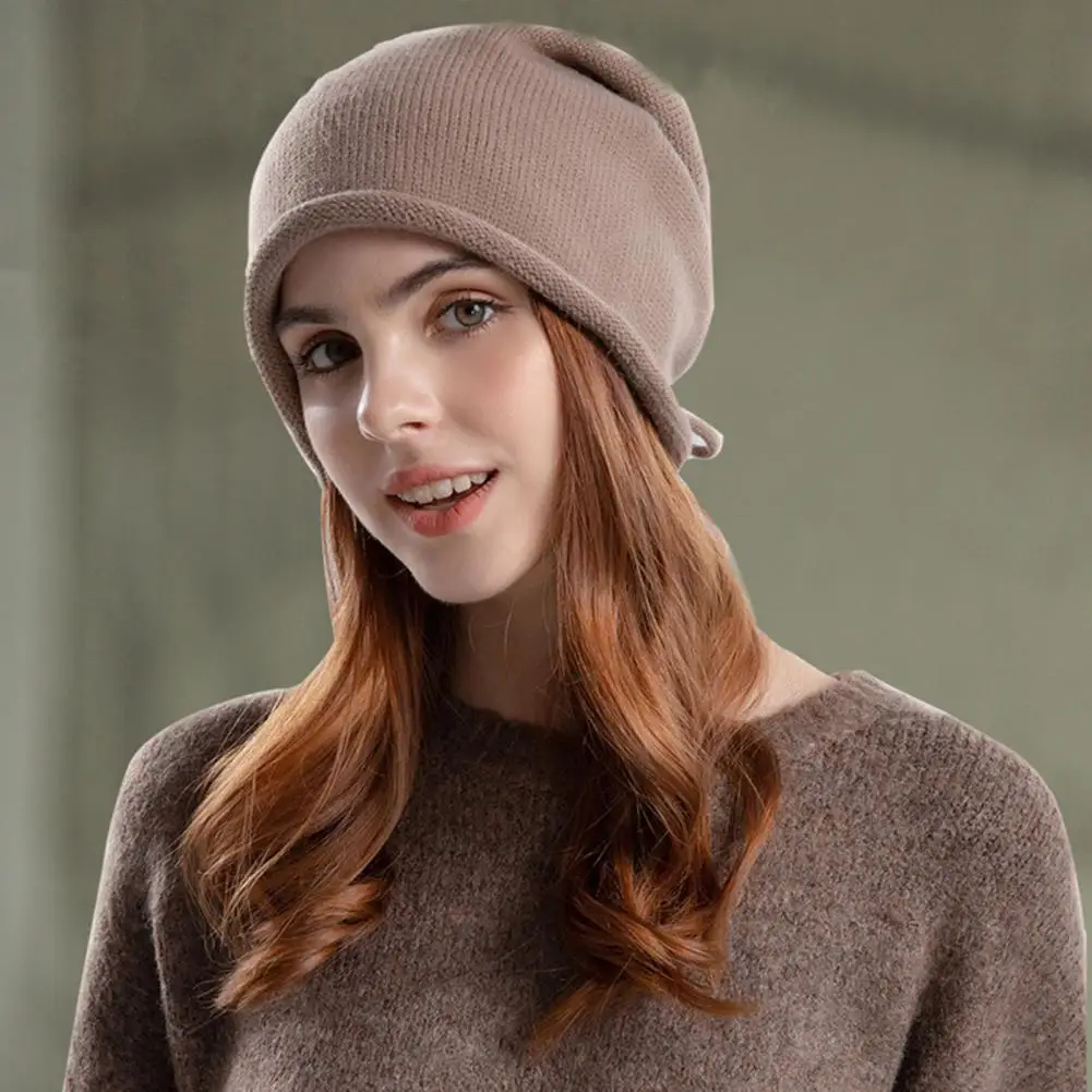 

Winter Warm Hat Super Soft Elastic Women's Beanie Hat Adjustable Drawstring Cold-proof Winter Warmth A Must-have for Autumn