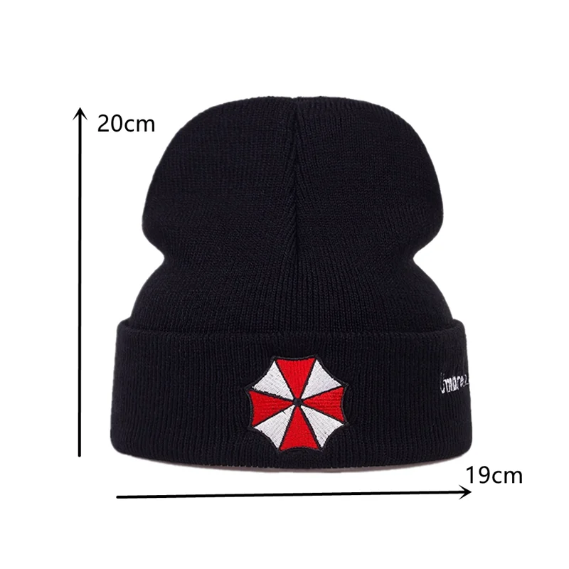 Erwachsene Outdoor Resident Evil Schutzschirm Gestrickte Plüschmütze Umbrella Corporation Symbol Warme Mütze Cosplay Unisex Kostüm – Detail 2