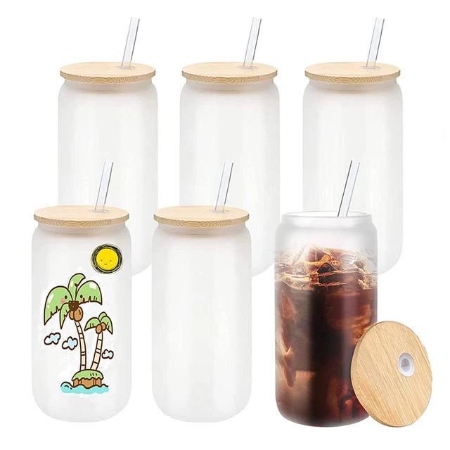 Sublimation Glass Tumbler with Bamboo Lid