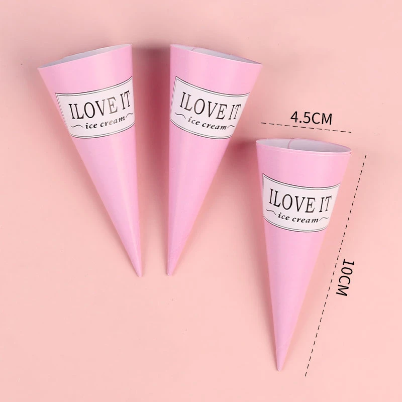 Ice Cream Waffle Cone Holder Cover Disposable DIY Cones Foil Paper Sleeve Cup for Wedding Birthday Party Supplies 100pcs ice cream cone holder