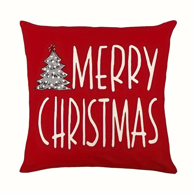 A set of 4 Christmas pillow covers - Santa Claus and Snowman Hello Winter design, machine washable, 18x18 inch zipper closure 6