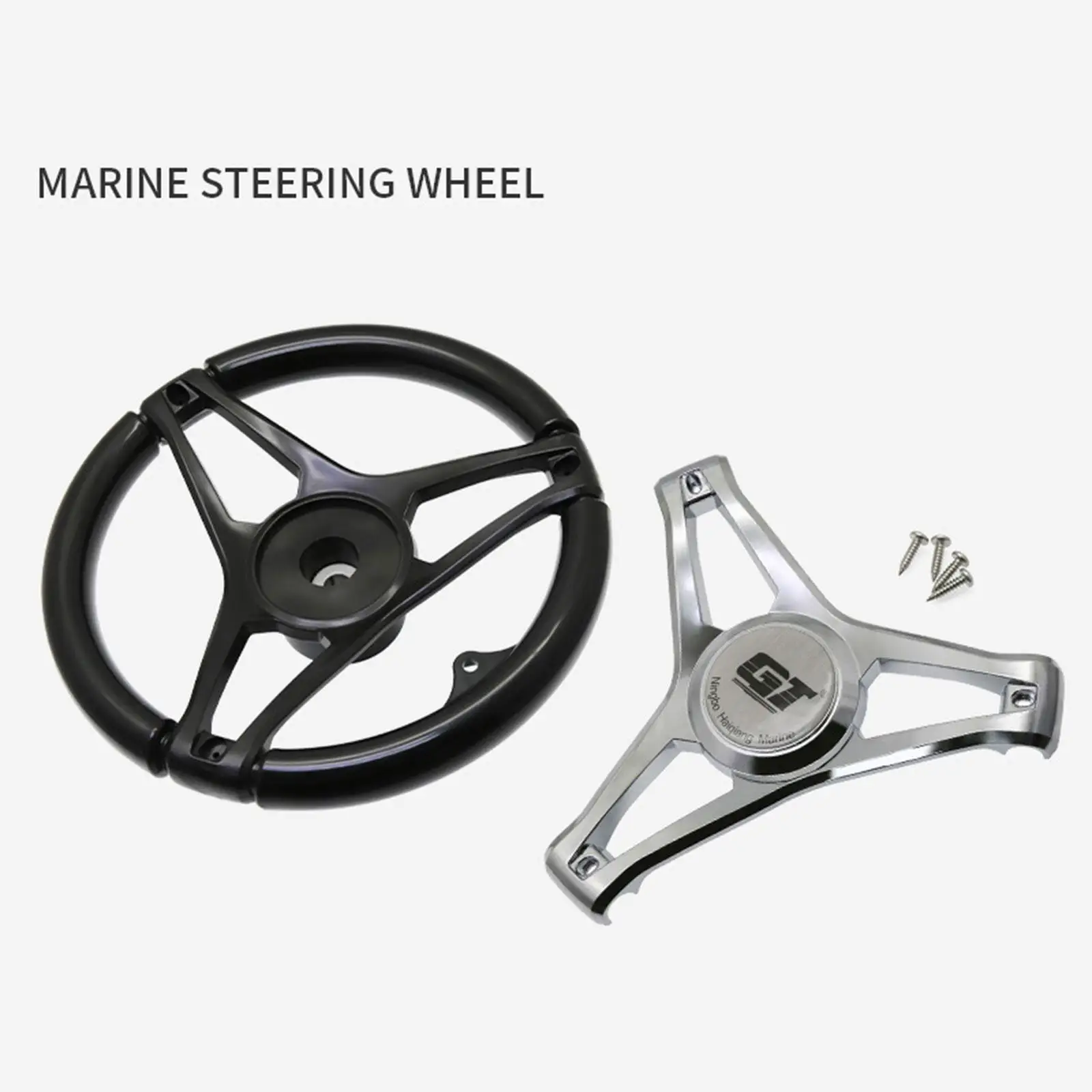 Boat Steering Wheel Anti Slip Waterborne Vehicles Sturdy 340mm for Marine Vessels Boat Speedboat Yacht Pontoon Boat