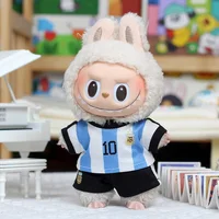 17cm Labubu Football Size 10 Clothing V1V2 V3 Labubu Doll Size 7 Vinyl Pendant Doll Clothing DIY Sportswear Boy Gift Toy 1