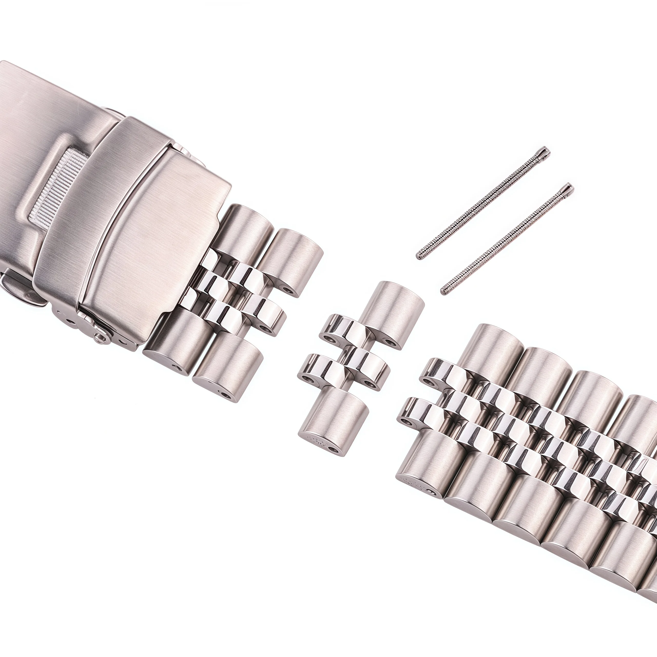 Sleek Silver Stainless Steel Watch Strap - Premium Solid Metal Bracelet