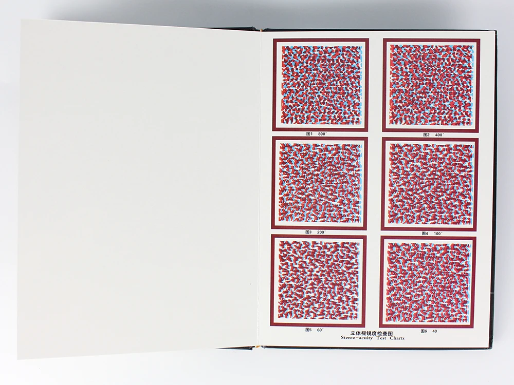 Comprehensive Visual Test Charts Color Blindness Astigmatism Amsler Test Chart with Eyeglasses Random-dot Stereogram Visual Test