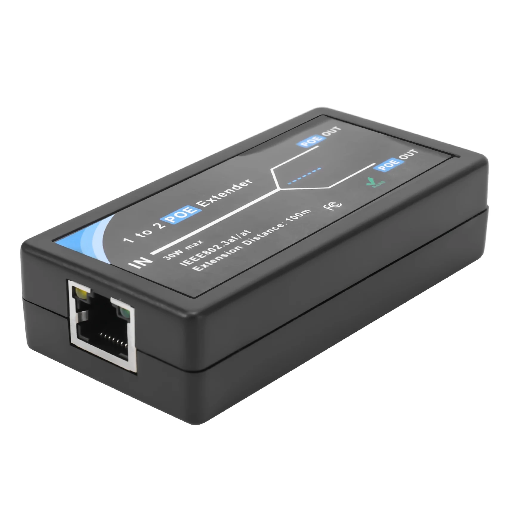 핫세일 2포트 POE 익스텐더 10/100Mbps IEEE 802.3Af 표준 입력/출력 지원 IP 카메라용 POE 범위 100미터까지 확장