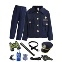 Ensemble de costumes de policier pour enfants – Veste, pantalon, casquette et accessoires d'uniforme d'officier de police pour garçons de Justice Hero pour fête d'Halloween 1