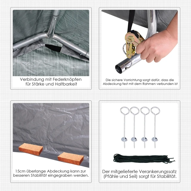 Fóliaház, Felszerelés Ház A Kertben, Fólia Garázs, Horganyzott Acél, Pe, Szürke 2 X M - Image 4