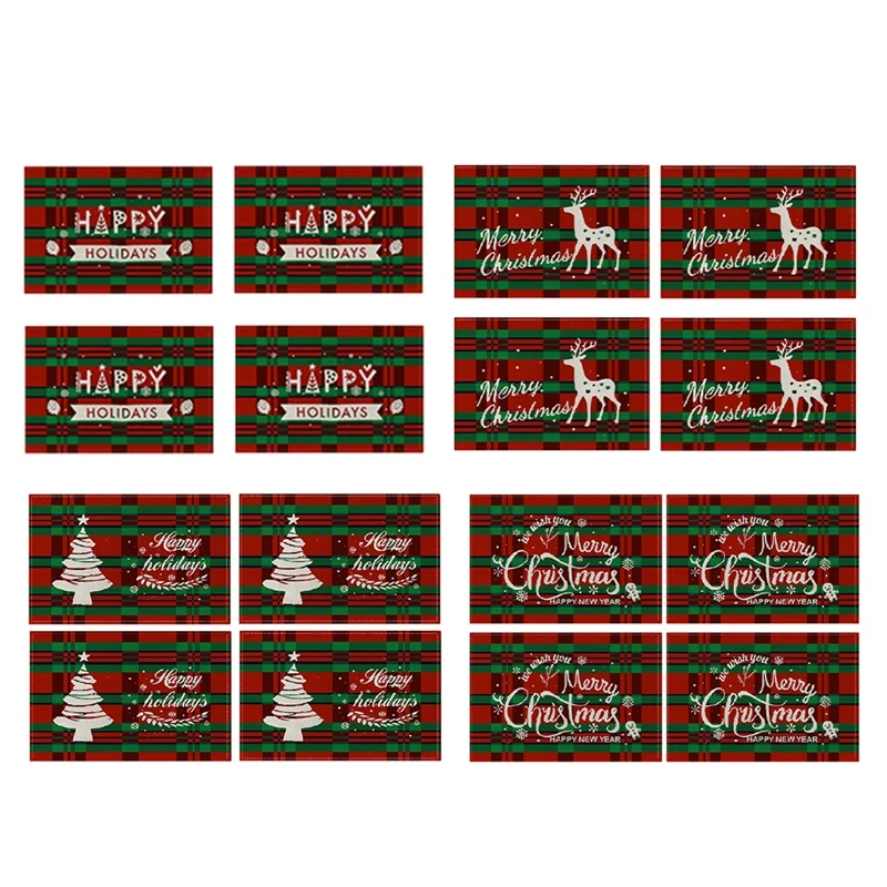 

Christmas Heat-Resistant Placemats Cotton Linen Non-Slip Place Mats For Dining Table, For Holiday A