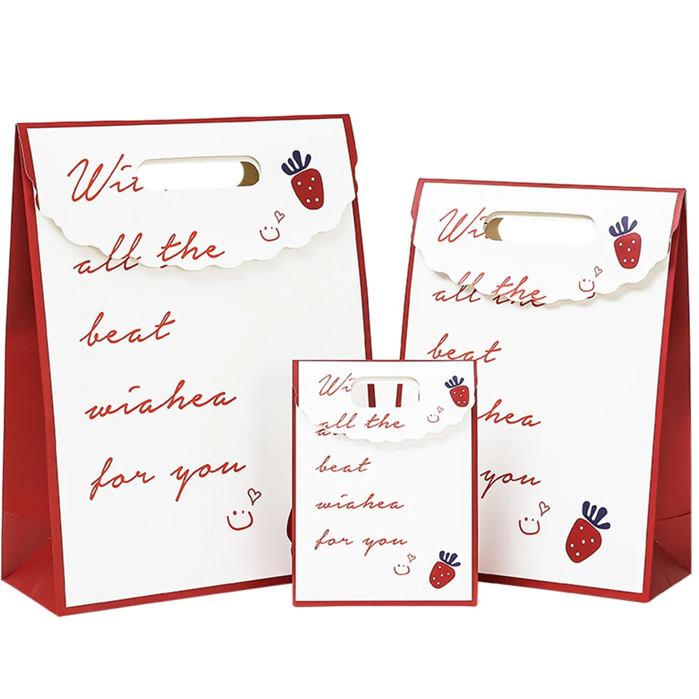 10Pcs Tote Strawberry Bag with Necklaces Rings Earrings Birthday Gift with Accompanying Hands For Wedding Party Valentine's Day