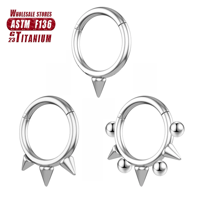 F136 Titan Septum Ring Hoop Piercing Nasenringe Kegel Spike Piercing Helix Knorpel Clicker Tragus Ohrringe Körperschmuck