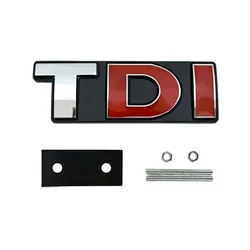 Premium Metal TDI Logo Emblem Sticker for Front Hood and Rear Trunk (Brown)