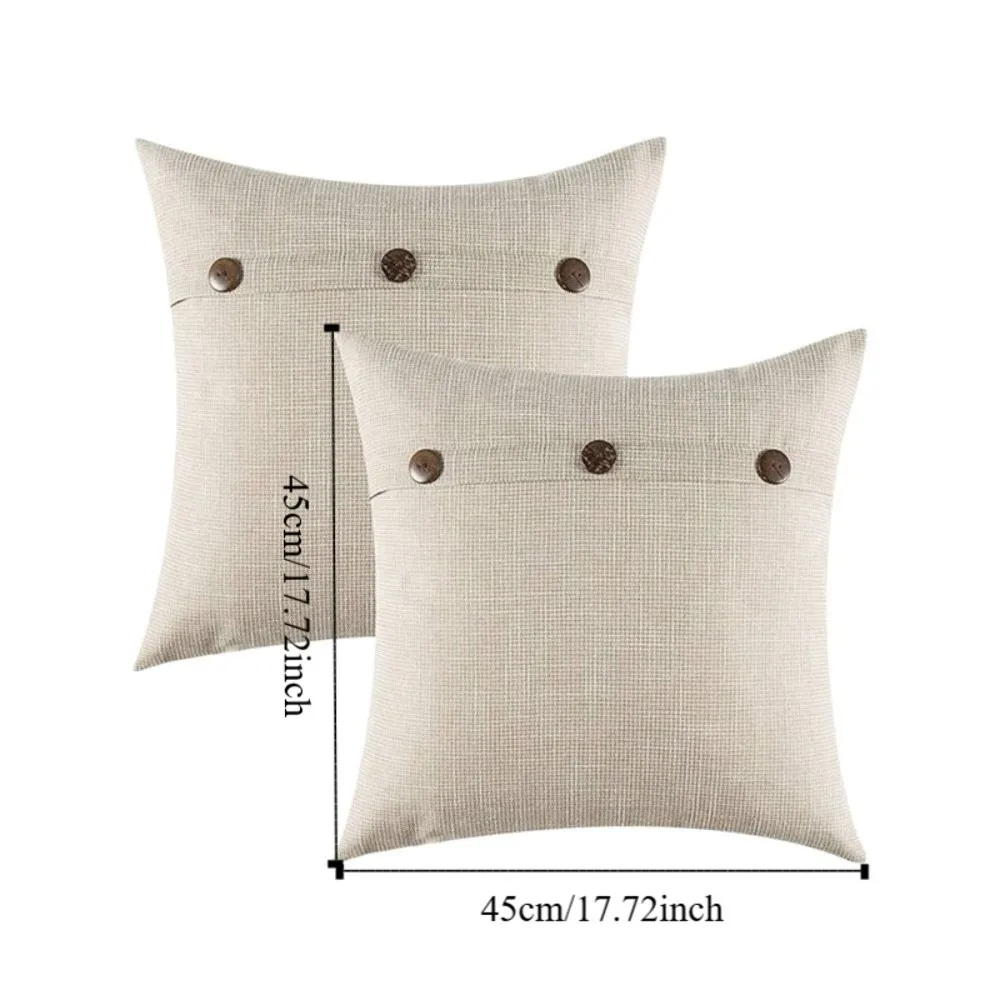 2PCS Imitation Linen Pillow Cover Japanese Style Breathable Cushion Cover 45×45cm Soft Buttoned Pillowslip Sofa Decor