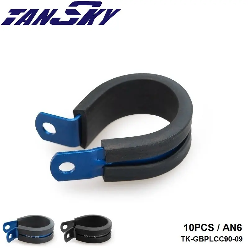 

10PCS x Aluminum Rubber Lined Cushioned P Clamp ID 14.3mm AN6 SS Hose BLUE/BLACK TK-GBPLCC90-09