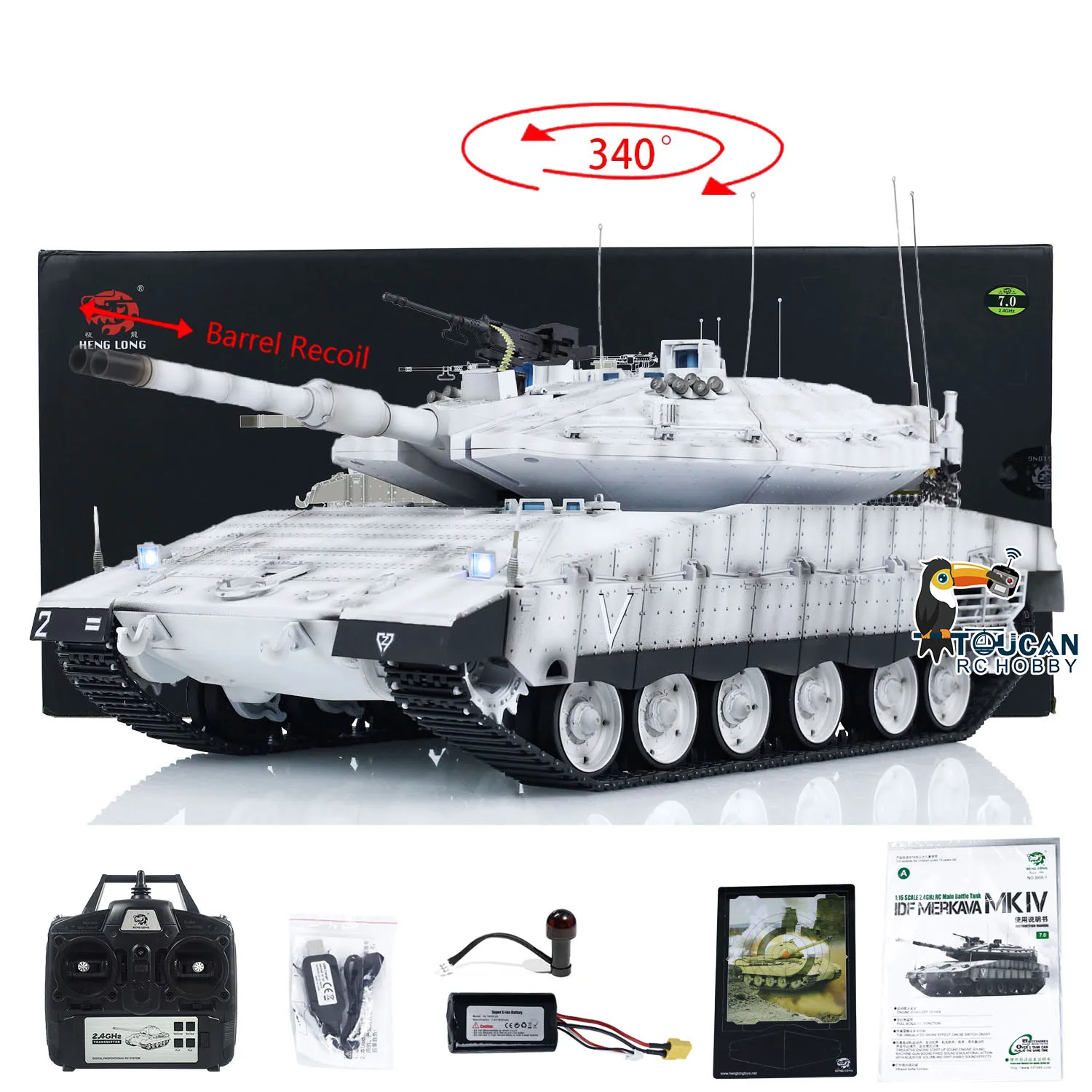 Toys Heng Long Merkava RC Main Battle Tank 1/16 IDF MK IV 3958 Remote Control PanzerTanks Cars Toys for Boys TH23437 3