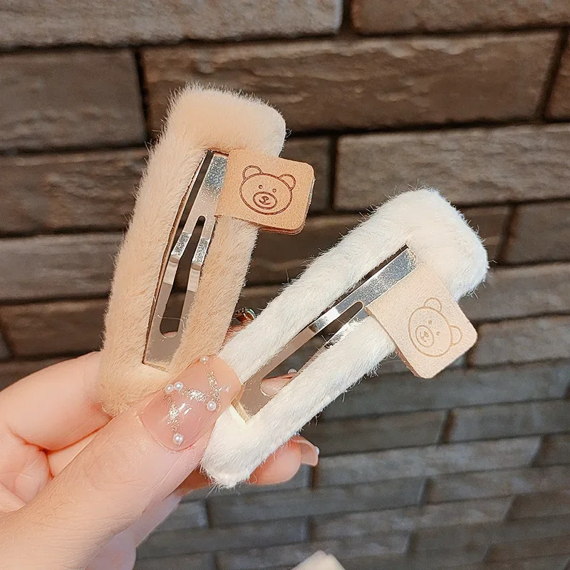 Coffee Color Bear Hairpin Barrettes Headwear Korean Plush Hair Pin Clips Headband Princesses for Girls Kids Women Accessories
