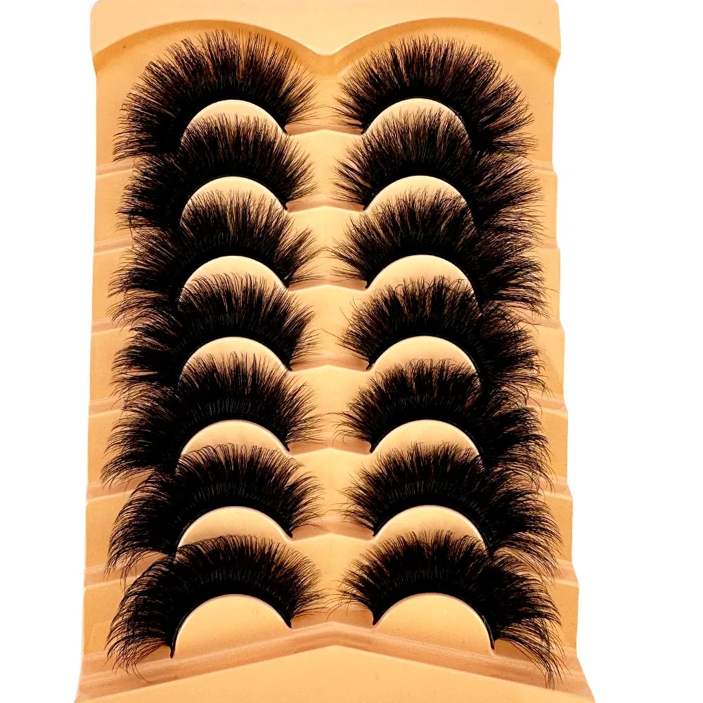 Nový 7pairs falešná řasy hustý dlouhé nepravý řasy dramatické lashes 3D falešný norek řasy velkoobchod plný svléknout se lashes líčení