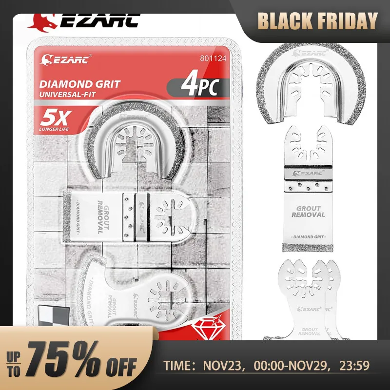 EZARC4PCSDiamondOscillatingToolBladeSetMultiToolMortarCutting