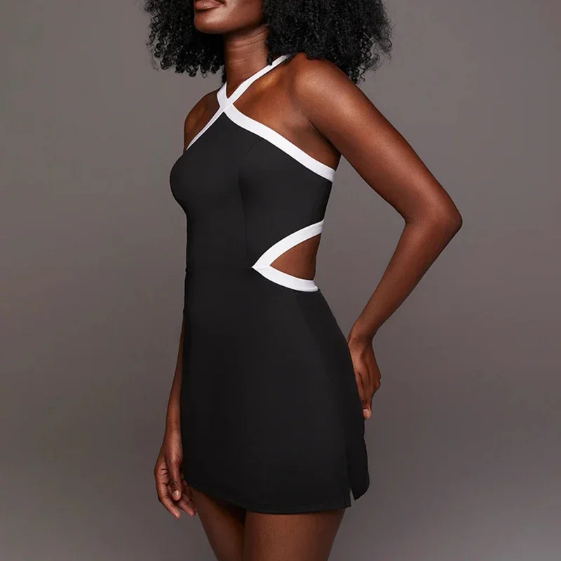 Women Dress Sports Clothing Sean Tsing&reg; Sport Tennis Dresses with Bra and Shorts Women Adjustable Strap Hollow Dress for Athletic Golf Badminton Pickleball