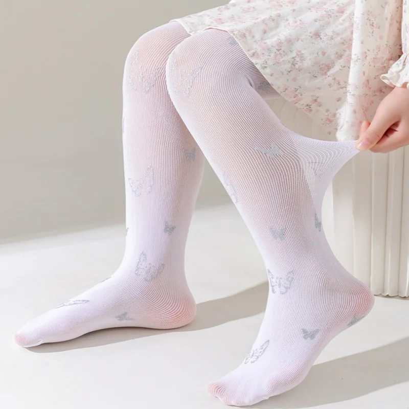 Kids Pantyhose Kids Girls Tights Summer Mesh Casual Princess Stockings Print Thin Soft Breathable Pantyhose For Children Girl Dance Tight 3-12Y kids pantyhose toddler tights