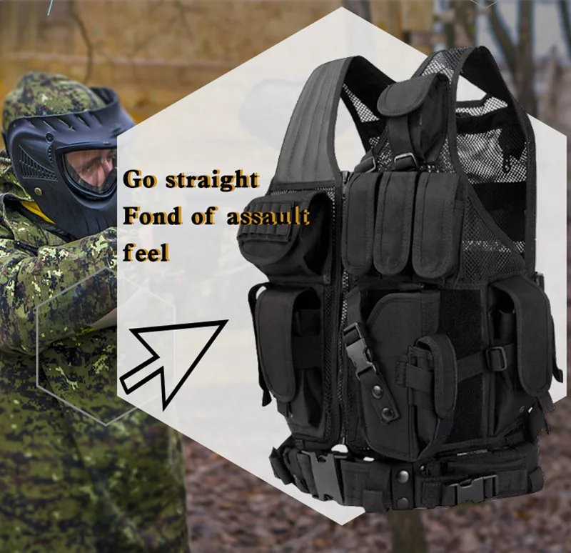 Multifunktion ale verschleiß feste taktische Weste verstellbare Outdoor-Trainings kleidung Multi-Taschen Ausrüstung Schutz weste – Detail 2
