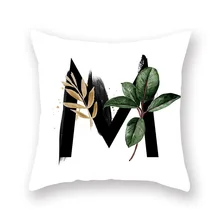 

45X45CM Ins Nordic Style Plant English Alphabet Peach Skin Pillow Cover Sofa Pillow Cushion Wholesale