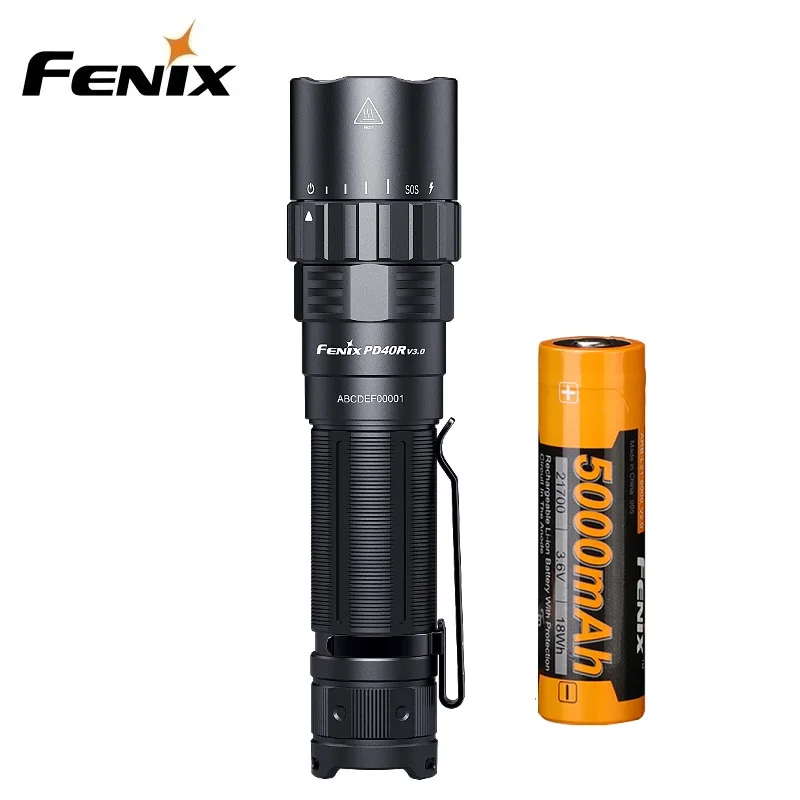 Fenix PD36 TAC Tactical Flashlight - 3000 Lumens, Includes 2x USB-C Rechargeable Batteries-498160