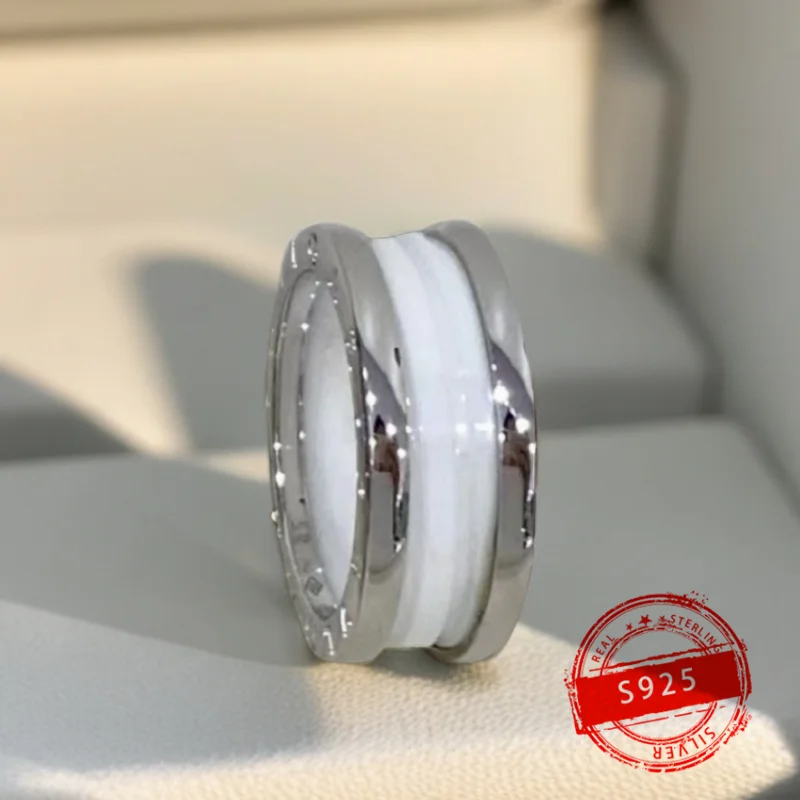 

2024 Latest Bestselling European and American Brand BV Charms Jewelry Silver 925 Round Ceramic Women's Ring Birthday Party Gift