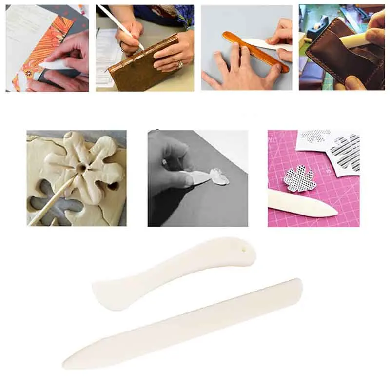 Paper Creaser Tool 2pcs/lot Plastic Bone Folder Creaser Scoring DIY Bookbinding Leather Crafts Card Making Folding Paper Handmade Burnishing Tools