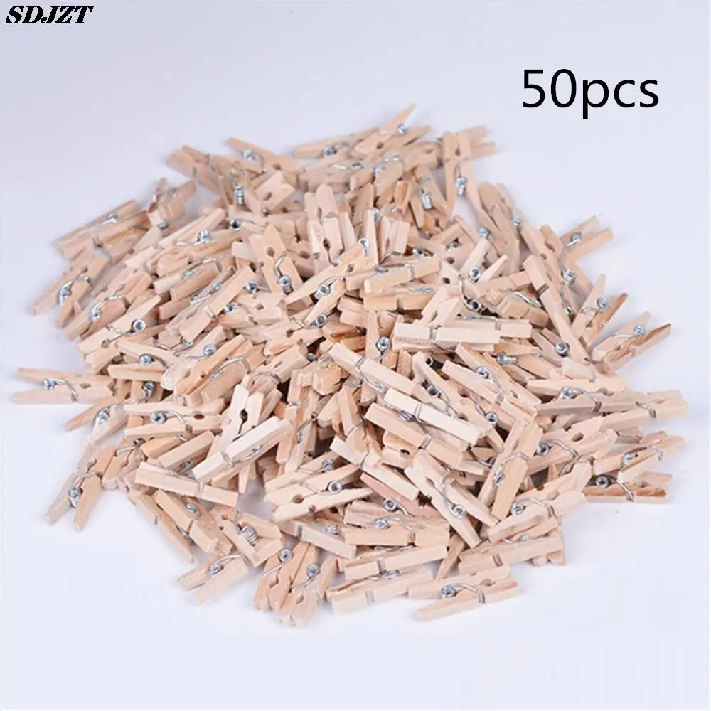 50pcs Mini Wood Memo Paper Clips For Message Wooden Clips For Photo Clothespin Craft Decoration Pegs 2.5cm paper clips,wooden clips