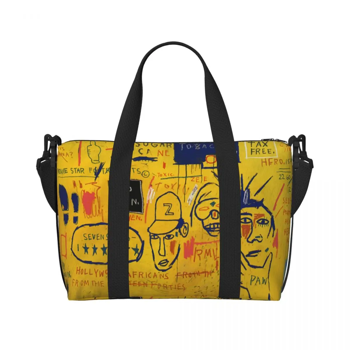 Hollywoods Africans Groceries Tote Shopping Bag Women Big Capacity Jean Michel Basquiats Beach Gym Travel Bags