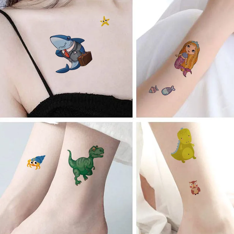 10PCS New Children's Temporary Tattoos Body Art Arm Fake Tatoo for Kids Animal Cartoon Tattoos Stickers Fake Tattoo Stickers