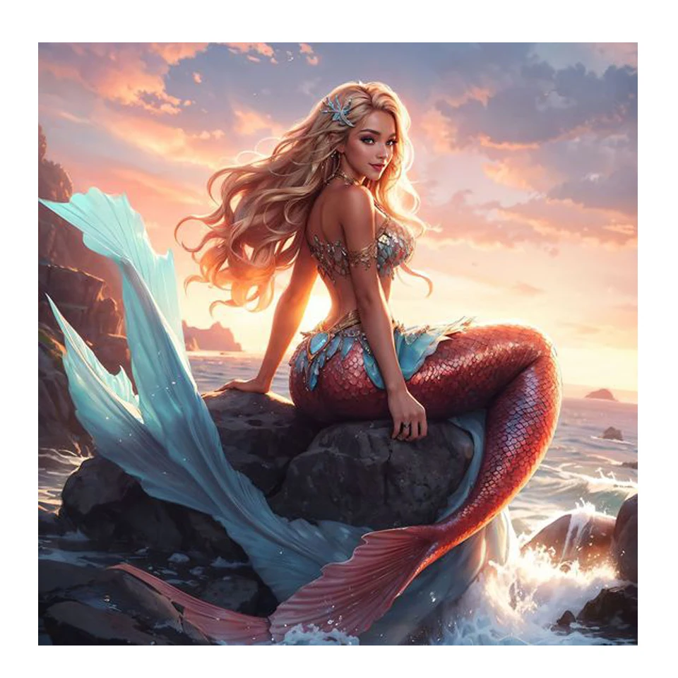 Nieuwe Diamond Art Schilderen Zeemeermin Vrouw Portret Mozaïek Steentjes  Foto's Borduren Verkoop Home Decor Borduurpakketten - AliExpress, image size:960x960