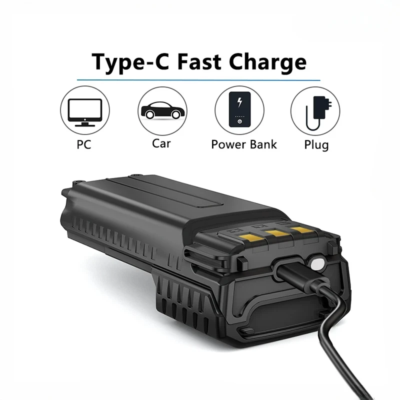 For Baofeng UV 5R Enlarger Battery 7.4V 3800mAh Type-C UV-5R Walkie Talkie Li-ion Battery For UV-5RA UV-5RE BL-5L Two Way Radio 4