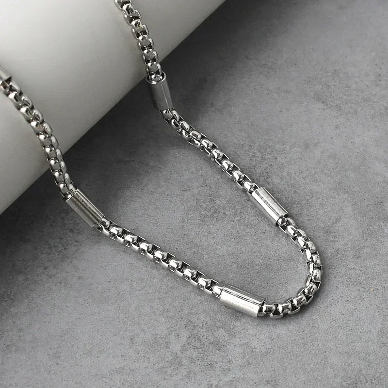 Silver Color Round Box Chain, 5mm Stainless Steel Unisex Necklace - 24 Inch